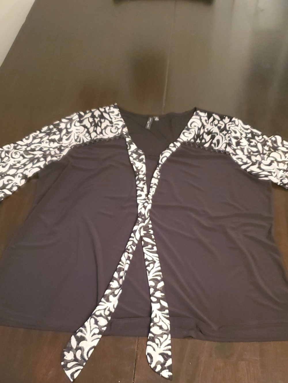 Tag# 58- Black Top with White Floral Trim